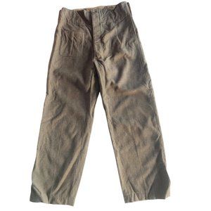 VTG UNBRANDED Men's Army Green Heavy Wool Button Fly Pants Size 34 x 32 1953